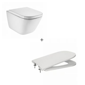 Set vas wc suspendat Roca The Gap cu capac softclose slim alb