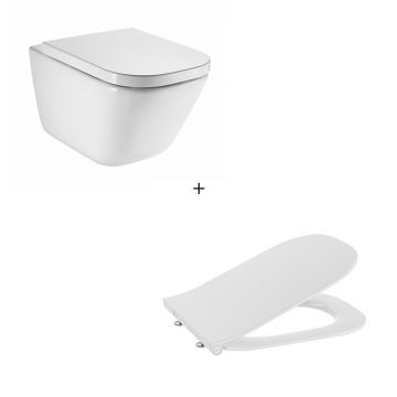 Set vas wc suspendat Roca The Gap rimless cu capac softclose slim alb