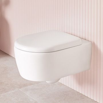 Set vas WC suspendat Villeroy&Boch Skyla TwistFlush Rimless alb cu capac softclose