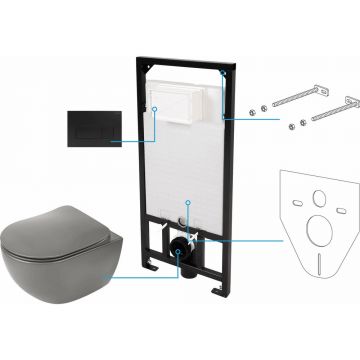 Set WC Deante Peonia incastrat 6 in 1 antracit