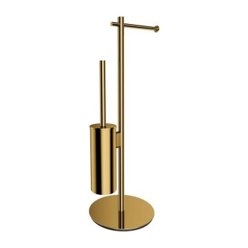 Suport hartie freestanding cu spatiu pentru perie auriu Omnires Modern Project