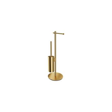 Suport hartie freestanding cu spatiu pentru perie auriu periat Omnires Modern Project