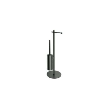 Suport hartie freestanding cu spatiu pentru perie grafit Omnires Modern Project