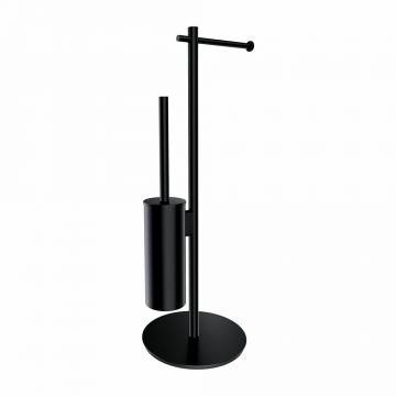 Suport hartie freestanding cu spatiu pentru perie negru mat Omnires Modern Project