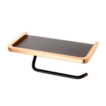Suport hartie igienica FDesign Merida negru - rose gold