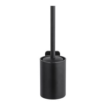 Perie de WC negru-mat autoadezivă cu Turbo-Loc din oțel inoxidabil Porto – Wenko