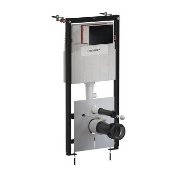 Set rezervor WC cu cadru Omnires StrongFrame cu spalare ECO si clapeta Minimal negru mat