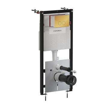 Set rezervor WC cu cadru Omnires StrongFrame si clapeta Minimal auriu lucios