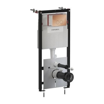 Set rezervor WC cu cadru Omnires StrongFrame si clapeta Minimal cupru periat