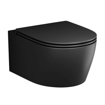 Set vas WC suspendat AM.PM X-Joy S FlashClean cu capac softclose negru mat