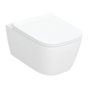 Set vas WC suspendat Geberit Smyle TurboFlush alb cu spalare verticala si capac softclose