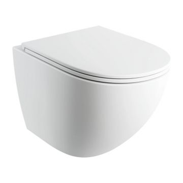 Set vas WC suspendat Omnires Ottawa Comfort Rimless Silent Power alb mat cu capac softclose