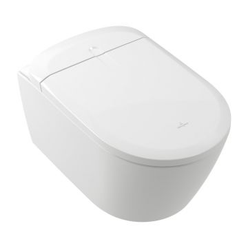 Set vas WC suspendat Villeroy&Boch Supreo rimless cu functie de bideu electric si capac softclose alb alpin