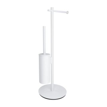 Suport hartie freestanding Omnires Modern Project cu spatiu pentru perie alb mat