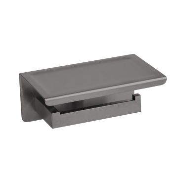 Suport hartie igienica Balneo Qarx cu raft Gun Metal mat