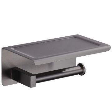 Suport hartie igienica Balneo Qube cu raft Gun Metal mat