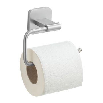 Suport pentru hârtie igienică argintiu mat autoadeziv cu Turbo-Loc din oțel inoxidabil Porto – Wenko