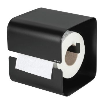 Suport pentru hârtie igienică negru autoadeziv cu Turbo-Loc din oțel Lizan – Wenko
