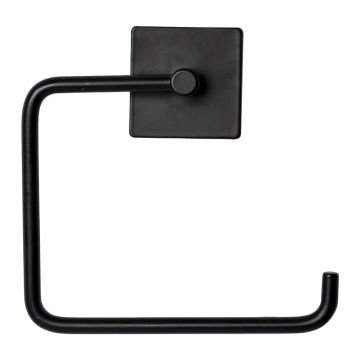 Suport pentru hârtie igienică negru mat autoadeziv din metal Fixeo – douceur d'intérieur