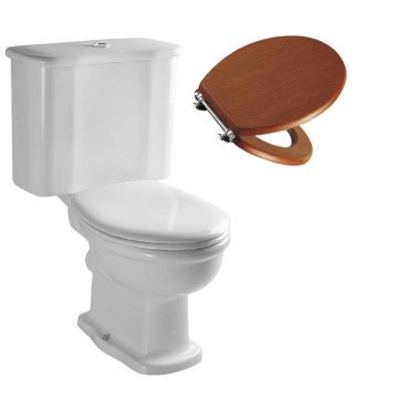 Set complet vas WC Vitra Aria cu rezervor asezat si capac inchidere simpla lemn