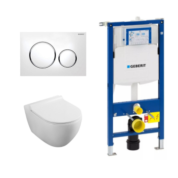 Set rezervor Geberit Sigma cu vas WC suspendat Fluminia Minerva Alb si clapeta alba Set rezervor Geberit Sigma cu vas WC suspendat Fluminia Minerva Alb si clapeta alba