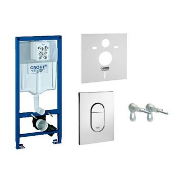 Set rezervor incastrat 4 in 1 Grohe Rapid SL cadru si clapeta Arena Cosmopolitan cu izolare fonica