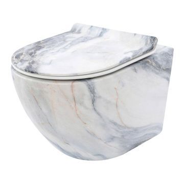 Set vas wc suspendat Rea Carlos rimless granit cu capac softclose