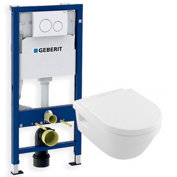 Set vas wc suspendat Villeroy&Boch Arhitectura cu capac si rezervor cu clapeta alba Geberit Delta