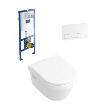 Set vas wc suspendat Villeroy&Boch Omnia Architectura cu capac si rezervor cu clapeta alba ViConnect