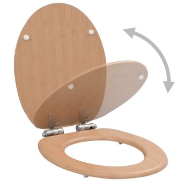 vidaXL Capac WC cu închidere silențioasă, MDF, design bambus