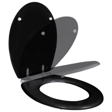vidaXL Capac WC cu închidere silențioasă negru MDF design simplu