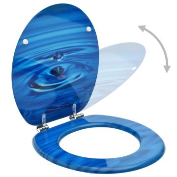 vidaXL Capac WC, MDF, albastru, model strop de apă