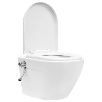 vidaXL Vas de toaletă suspendat cu rezervor încastrat, alb, ceramică