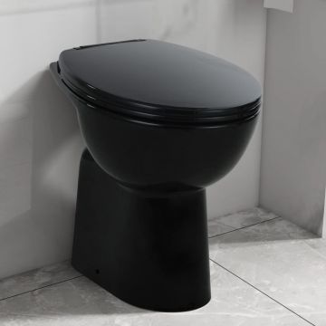 vidaXL Vas WC fără ramă închidere silențioasă, + 7 cm, negru, ceramică