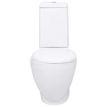 vidaXL Vas WC toaletă de baie, alb, ceramică, rotund, flux inferior