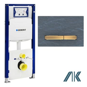 Pachet Geberit rezervor incastrat Duofix Sigma cu set fixare si clapeta Sigma 50 ardezie mustang/ butoane aurii