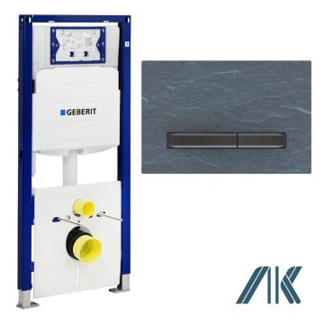 Pachet Geberit rezervor incastrat Duofix Sigma cu set fixare si clapeta Sigma 50 ardezie mustang/ butoane negru mat