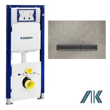 Pachet Geberit rezervor incastrat Duofix Sigma cu set fixare si clapeta Sigma 50 aspect beton/butoane negru mat