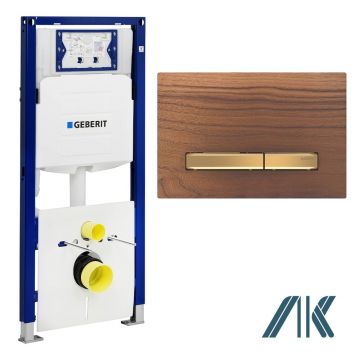 Pachet Geberit rezervor incastrat Duofix Sigma cu set fixare si clapeta Sigma 50 nuc american/ butoane aurii