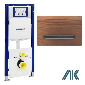 Pachet Geberit rezervor incastrat Duofix Sigma cu set fixare si clapeta Sigma 50 nuc american/butoane negru mat