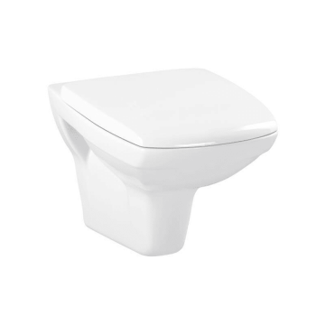 Set vas WC suspendat Cersanit Carina Clean On cu capac soft close si easy off Alb