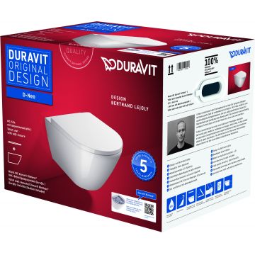 Set vas wc suspendat Duravit D-Neo Rimless fixare ascunsa si capac cu inchidere lenta la reducere