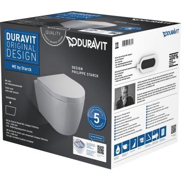 Set vas WC suspendat Duravit ME by Starck Compact Rimless cu capac inchidere lenta la reducere