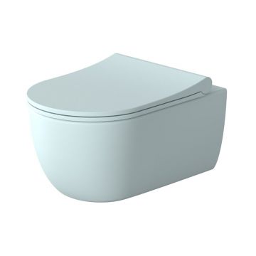 Set vas wc suspendat Massi Molis Ice Blue rimless cu capac softclose slim albastru