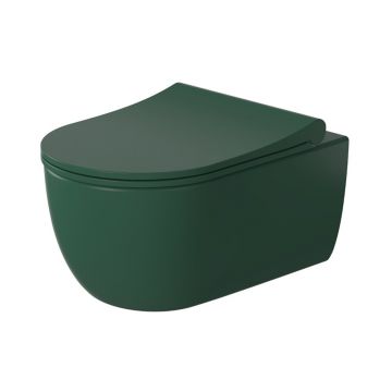 Set vas wc suspendat Massi Molis rimless cu capac softclose slim verde
