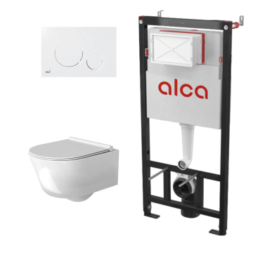 Set vas WC suspendat Rea Porter cu rezervor si clapeta alba