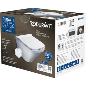 Set vas WC suspendat Duravit Durastyle Rimless 54cm finisaj WonderGliss si capac inchidere lenta la reducere