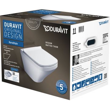 Set vas WC suspendat Duravit Durastyle Rimless cu capac inchidere lenta la reducere