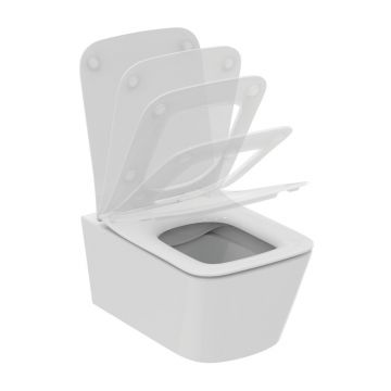Set vas WC suspendat Ideal Standard Atelier Blend Cube alb si capac softclose