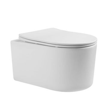 Set vas wc suspendat Massi Maxima Mini rimless cu capac softclose slim alb